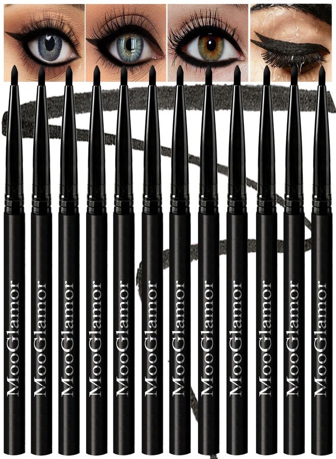MooGlamor New 12 Pcs Black Eyeliner Pencil Gel Eyeliner Pen with Retractable and Waterproof Eye Liner for Bold and Defined Eye Liner（Black） - Image 1